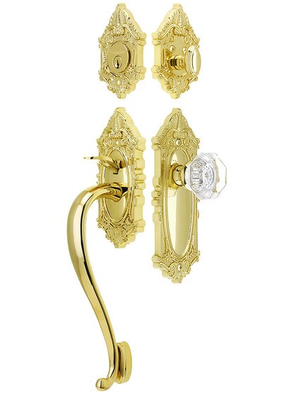 Grandeur Grande Victorian Thumblatch Entrance Set With Chambord Knob in PVD.